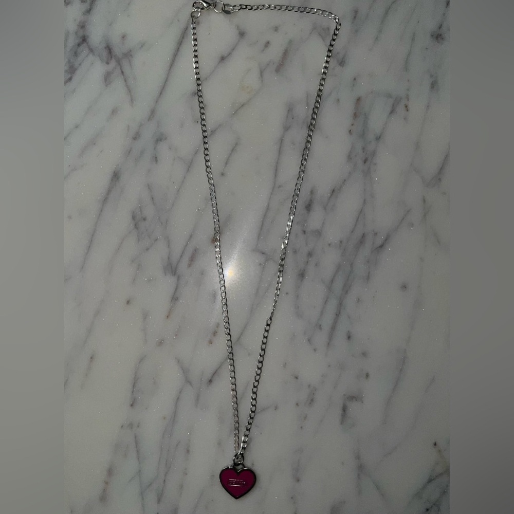 Coach Silver and Pink Heart Necklace - Picture 3 of 6
